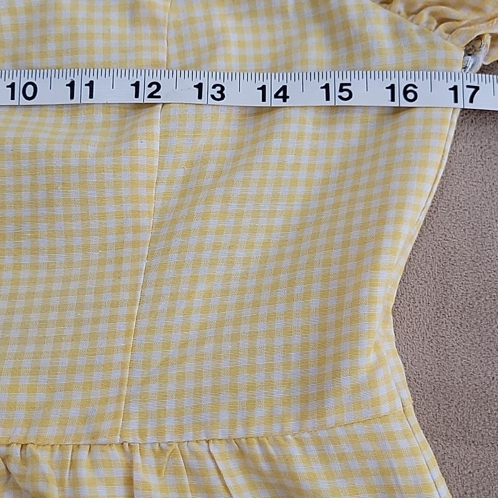 Altar'd State Yellow Gingham One Shoulder Dress Size Medium EUC - Picture 7 of 10